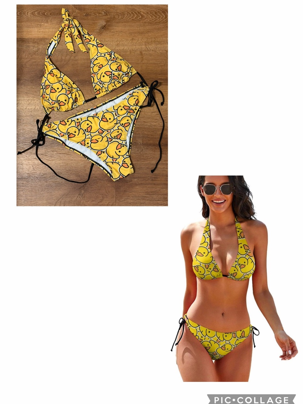 Yellow Duck Print Tie-Side Bikini - Women Swim XL
